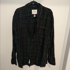 St. John's Bay Dark Green Checkered Shirt